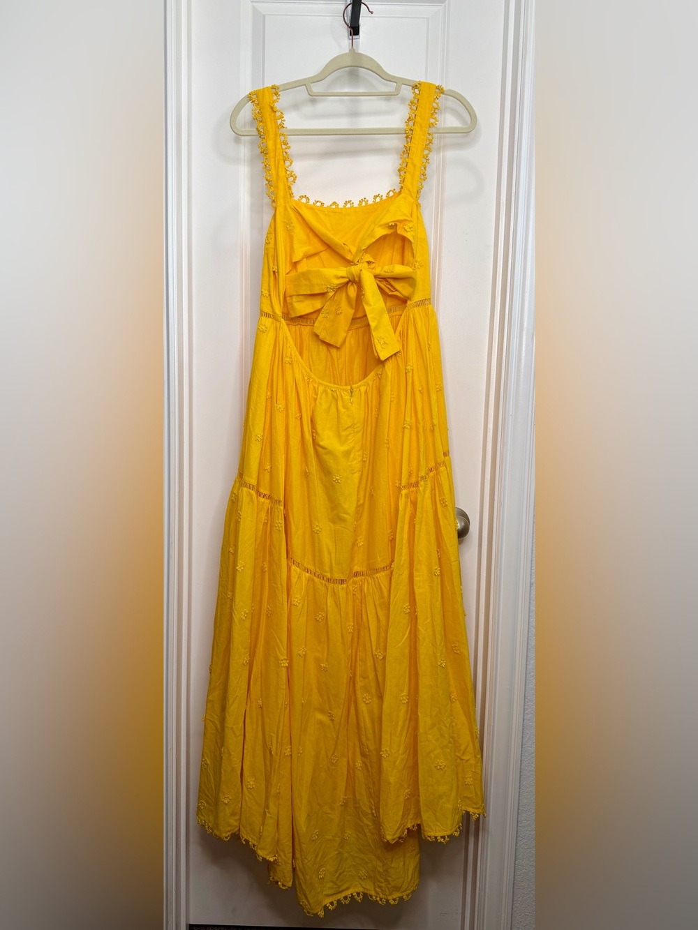 FARM Rio Yellow 3D Flowers Midi Dress Size Medium - Picture 3 of 7